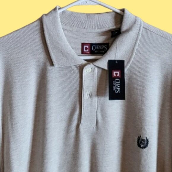 Chaps Men's Short Sleeve Cream Polo - Size L - Picture 2 of 3